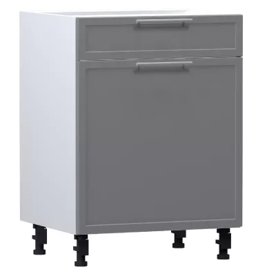 Kombinierter Unterschrank ARACY - Breite 60 cm, grau/weiß, Beine 10 cm