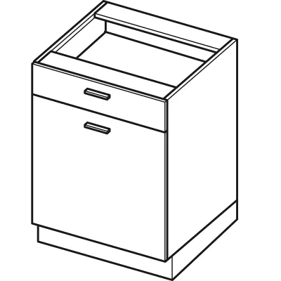 Kombinierter Unterschrank ARACY - Breite 60 cm, grau/weiß, Beine 10 cm