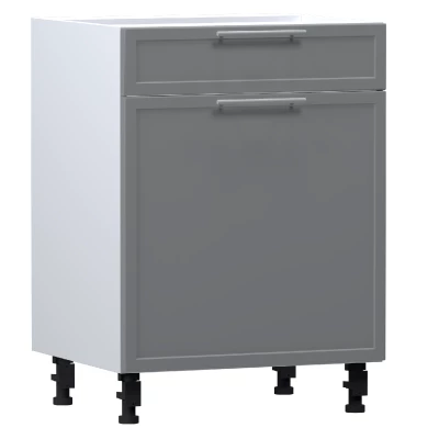 Kombinierter Unterschrank ARACY - Breite 60 cm, grau/weiß, Beine 15 cm