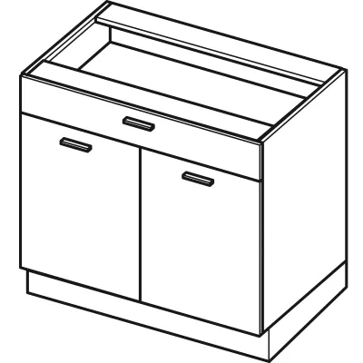 Kombinierter Unterschrank ARACY - Breite 90 cm, grau/weiß, Beine 10 cm