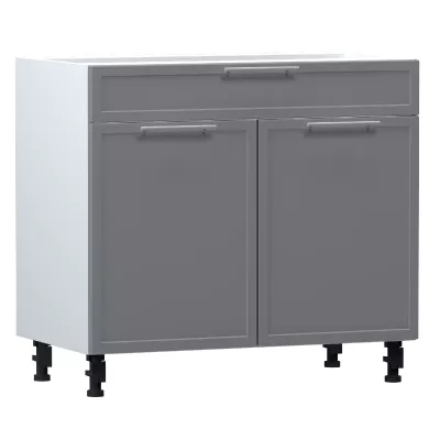 Kombinierter Unterschrank ARACY - Breite 90 cm, grau/weiß, Beine 15 cm