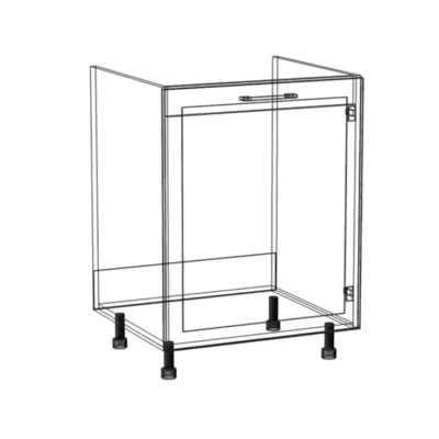 Waschbeckenschrank ARACY - Breite 60 cm, grau/weiß, Beine 10 cm