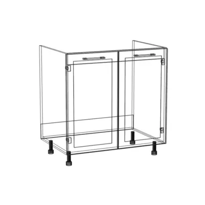 Waschbeckenschrank ARACY - Breite 80 cm, grau/weiß, Beine 10 cm