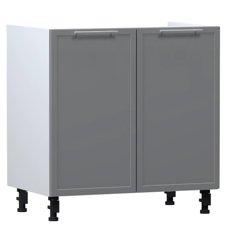 Waschbeckenschrank ARACY - Breite 80 cm, grau/weiß, Beine 10 cm