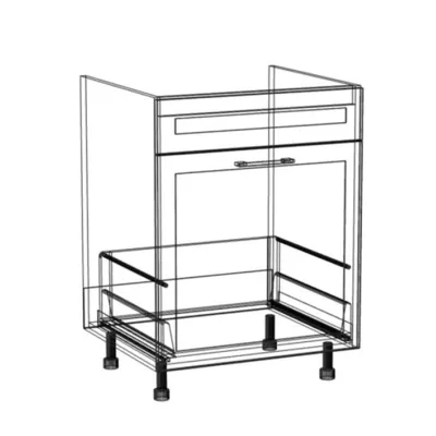 Waschbeckenschrank mit Schublade ARACY - Breite 60 cm, grau/weiß, Beine 10 cm