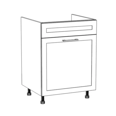 Waschbeckenschrank mit Schublade ARACY - Breite 60 cm, grau/weiß, Beine 10 cm