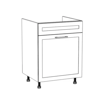Waschbeckenschrank mit Schublade ARACY - Breite 60 cm, grau/weiß, Beine 15 cm