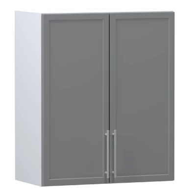 Oberer zweitüriger Schrank ARACY - Breite 60 cm, grau / weiß