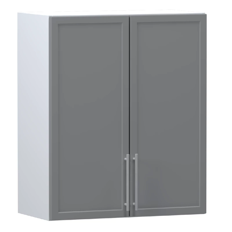 Oberer zweitüriger Schrank ARACY - Breite 60 cm, grau / weiß