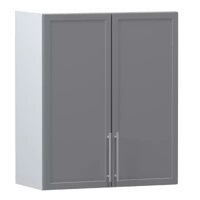 Oberer zweitüriger Schrank ARACY - Breite 60 cm, grau / weiß