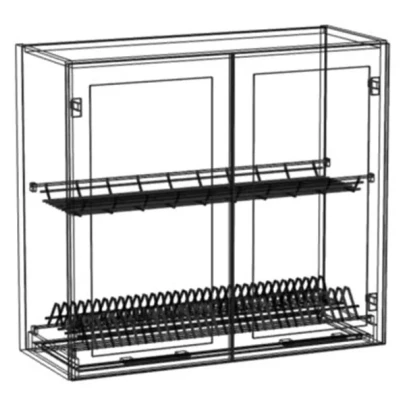 Oberschrank mit Abtropffläche ARACY – Breite 80 cm, grau/weiß