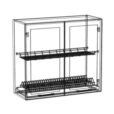 Oberschrank mit Abtropffläche ARACY – Breite 80 cm, grau/weiß