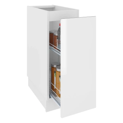 IRENA Auszugschrank - Breite 30 cm, weiß glänzend / weiß, Beine 15 cm