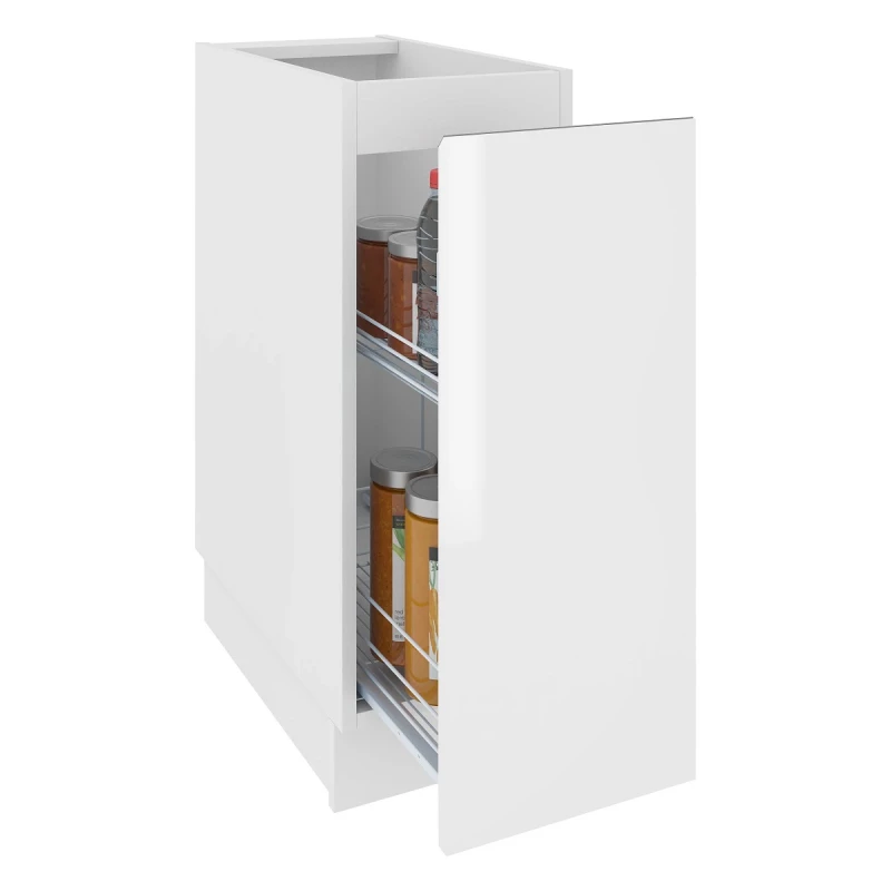 IRENA Auszugschrank - Breite 30 cm, weiß glänzend / weiß, Beine 15 cm