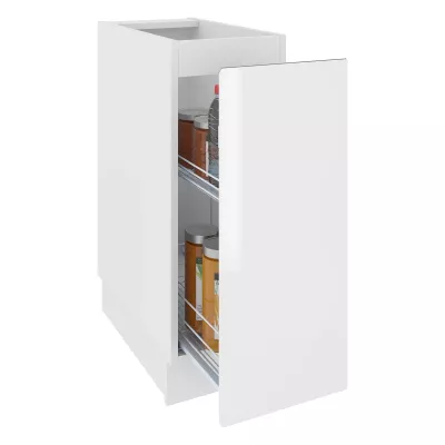 IRENA Auszugschrank - Breite 30 cm, weiß glänzend / weiß, Beine 15 cm