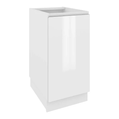 IRENA eintüriger Unterschrank - Breite 40 cm, weiß glänzend / weiß, Beine 15 cm