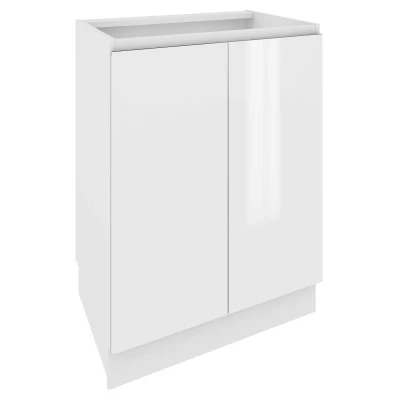 IRENA zweitüriger Unterschrank - Breite 60 cm, weiß glänzend / weiß, Beine 15 cm