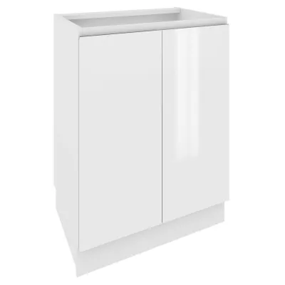 IRENA zweitüriger Unterschrank - Breite 60 cm, weiß glänzend / weiß, Beine 15 cm