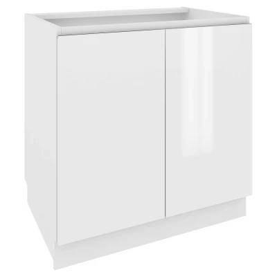 Zweitüriger Küchenschrank IRENA - Breite 80 cm, weiß glänzend / weiß, Beine 10 cm