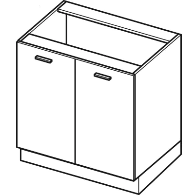 Zweitüriger Küchenschrank IRENA - Breite 80 cm, weiß glänzend / weiß, Beine 10 cm