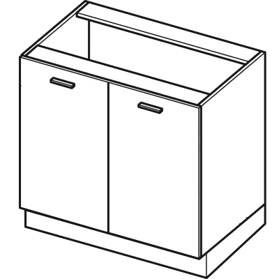 Zweitüriger Schrank mit Regal IRENA - Breite 90 cm, weiß glänzend / weiß, Beine 10 cm
