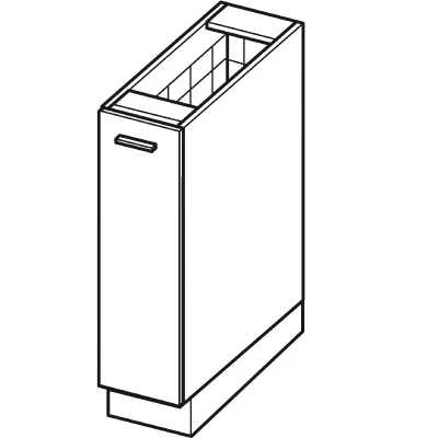 IRENA Auszugschrank - Breite 15 cm, weiß glänzend / weiß, Beine 10 cm