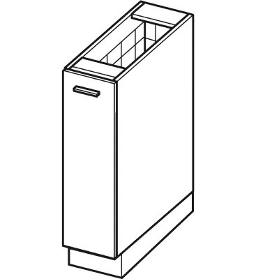 IRENA Auszugschrank - Breite 15 cm, weiß glänzend / weiß, Beine 10 cm