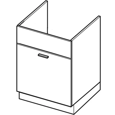 Waschbeckenunterschrank mit Schublade IRENA - Breite 60 cm, weiß glänzend / weiß, Beine 10 cm