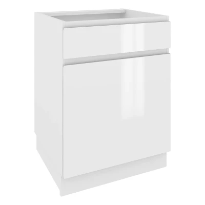 Waschbeckenunterschrank mit Schublade IRENA - Breite 60 cm, weiß glänzend / weiß, Beine 15 cm