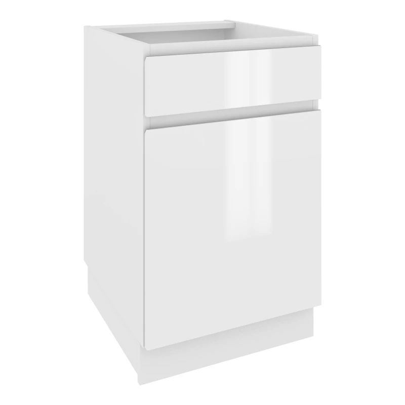 Kombi-Unterschrank IRENA - Breite 50 cm, weiß glänzend, Beine 10 cm