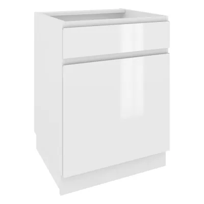 Kombi-Unterschrank IRENA - Breite 60 cm, weiß glänzend, Beine 15 cm
