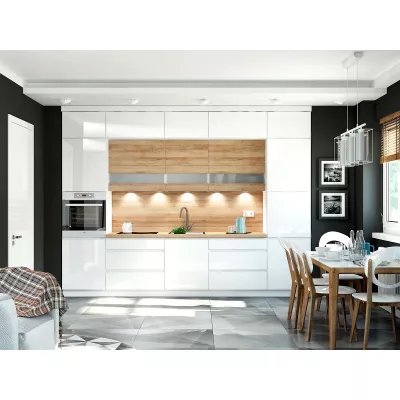 Kombi-Unterschrank IRENA - Breite 60 cm, weiß glänzend, Beine 15 cm