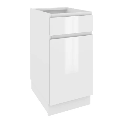 Kombi-Unterschrank IRENA - Breite 40 cm, weiß glänzend, Beine 10 cm