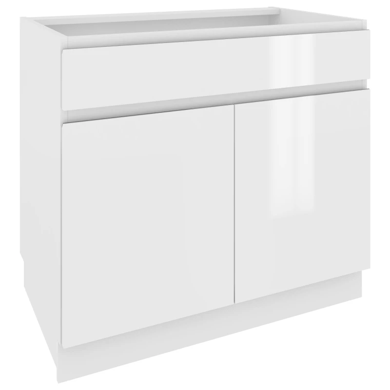 Kombi-Unterschrank IRENA - Breite 90 cm, weiß glänzend, Beine 10 cm