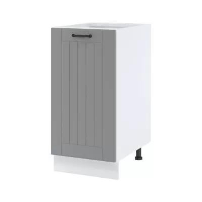 Unterer Einzeltürschrank LESJA - Breite 40 cm, grau/weiß, Beine 10 cm