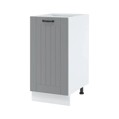 Unterer Einzeltürschrank LESJA - Breite 40 cm, grau/weiß, Beine 15 cm