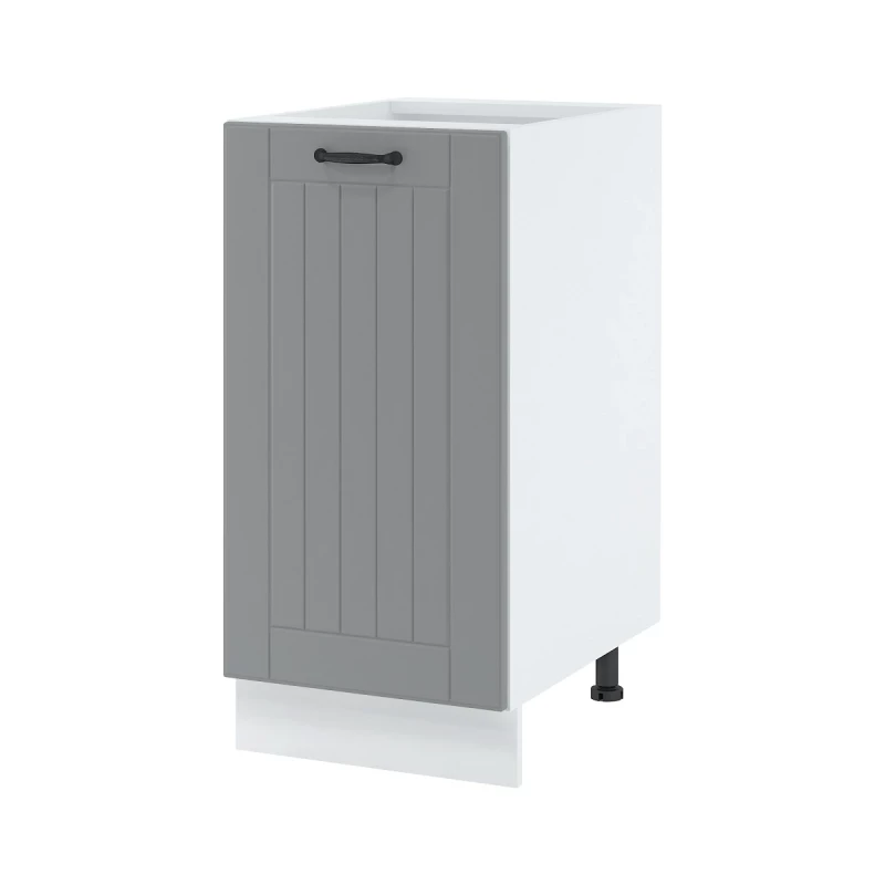 Unterer Einzeltürschrank LESJA - Breite 40 cm, grau/weiß, Beine 15 cm