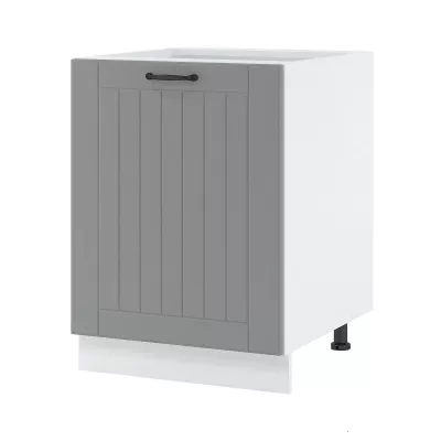 Küchenschrank mit Regal LESJA – Breite 60 cm, grau/weiß, Beine 10 cm