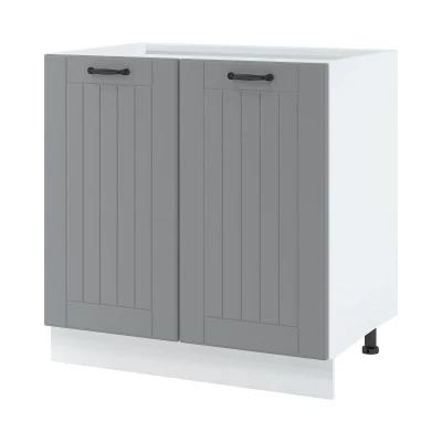 Zweitüriger Küchenschrank LESJA – Breite 80 cm, grau/weiß, Beine 10 cm
