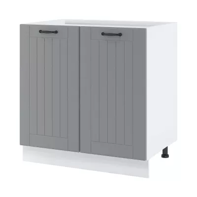 Zweitüriger Küchenschrank LESJA – Breite 80 cm, grau/weiß, Beine 10 cm