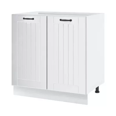 Zweitüriger Küchenschrank LESJA - Breite 80 cm, weiß, Beine 10 cm