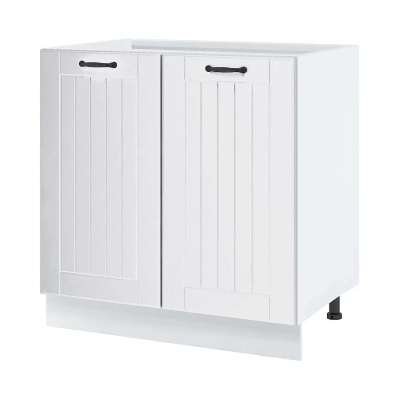 Zweitüriger Küchenschrank LESJA - Breite 80 cm, weiß, Beine 15 cm