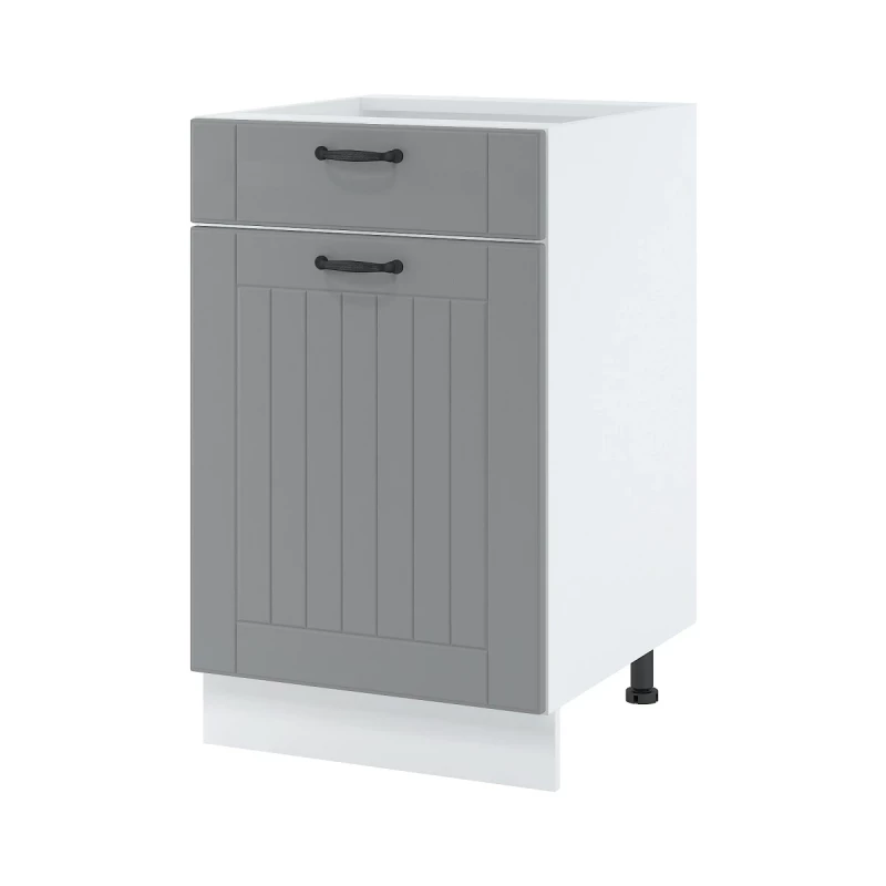 Kombi-Unterschrank LESJA - Breite 50 cm, grau/weiß, Beine 10 cm