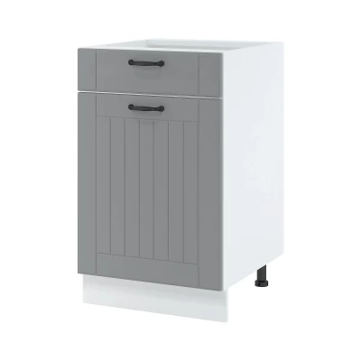 Kombi-Unterschrank LESJA - Breite 50 cm, grau/weiß, Beine 15 cm