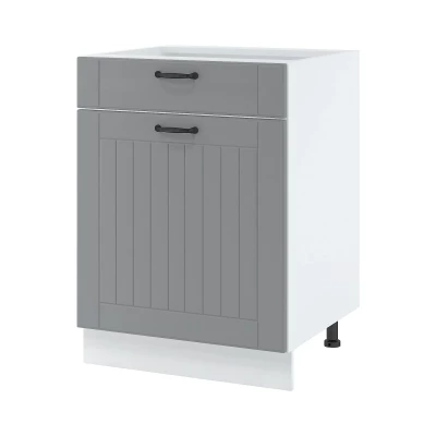 Kombi-Unterschrank LESJA - Breite 60 cm, grau/weiß, Beine 10 cm