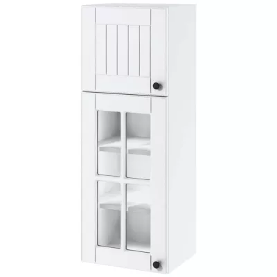 Oberschrank mit Glastüren LESJA - Breite 40 cm, weiß