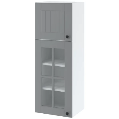 Oberschrank mit Glastüren LESJA – Breite 40 cm, grau/weiß