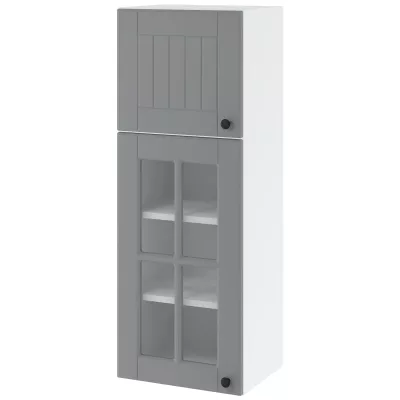 Oberschrank mit Glastüren LESJA – Breite 40 cm, grau/weiß