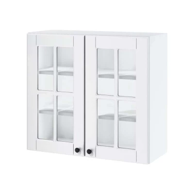 Zweitüriger Glasschrank LESJA - Breite 80 cm, weiß