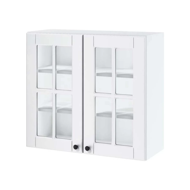 Zweitüriger Glasschrank LESJA - Breite 80 cm, weiß